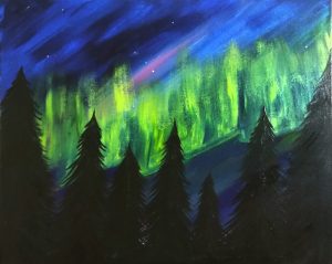 Painting on the Deck at the Freight House - Northern Lights