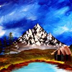 Paint sip nosh at the Freight House - Bob Ross style mountain scene