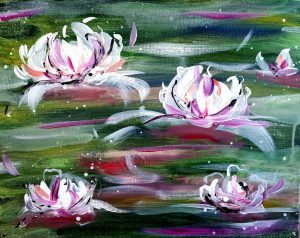 Paint Water Lilies on the St. Croix with Half priced bottles of wine